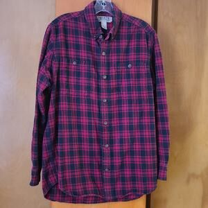 Mens Duluth Trading Co Trim Fit Large Flannel Shirt Red/black Gorpcore Layering